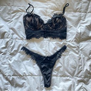 For Love and Lemons black lace bustier top and bottoms